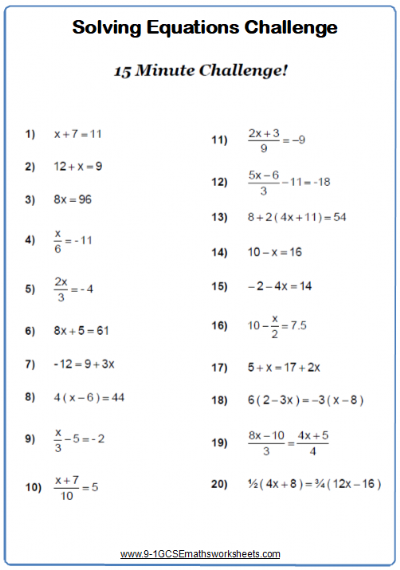 solving linear equations worksheets – Cazoomy