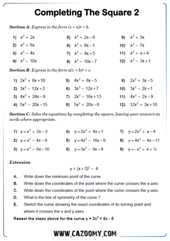 Free Math Worksheet Algebra 2