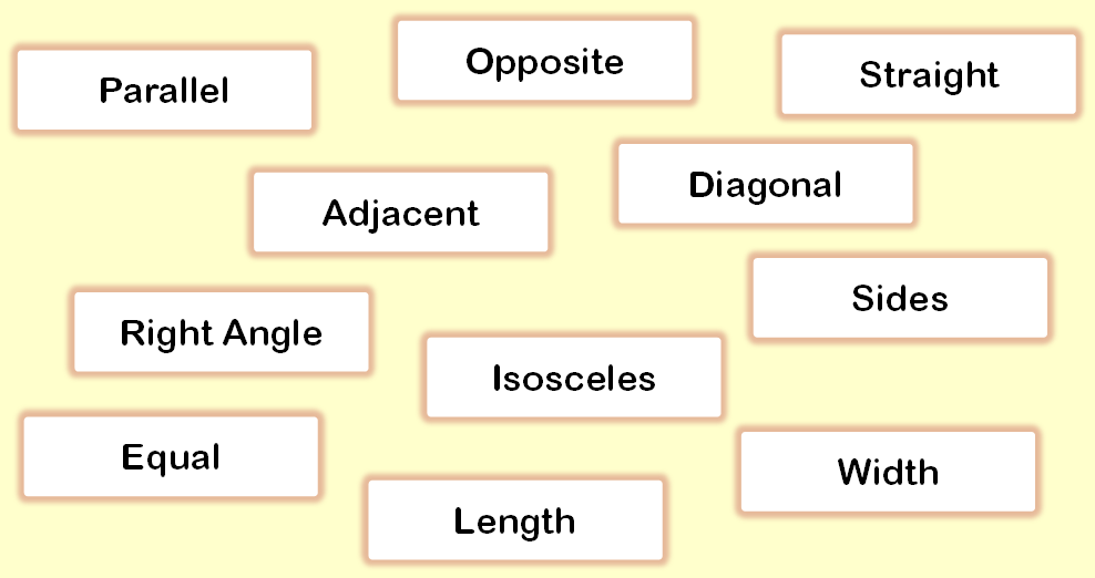 2d shapes worksheet key words