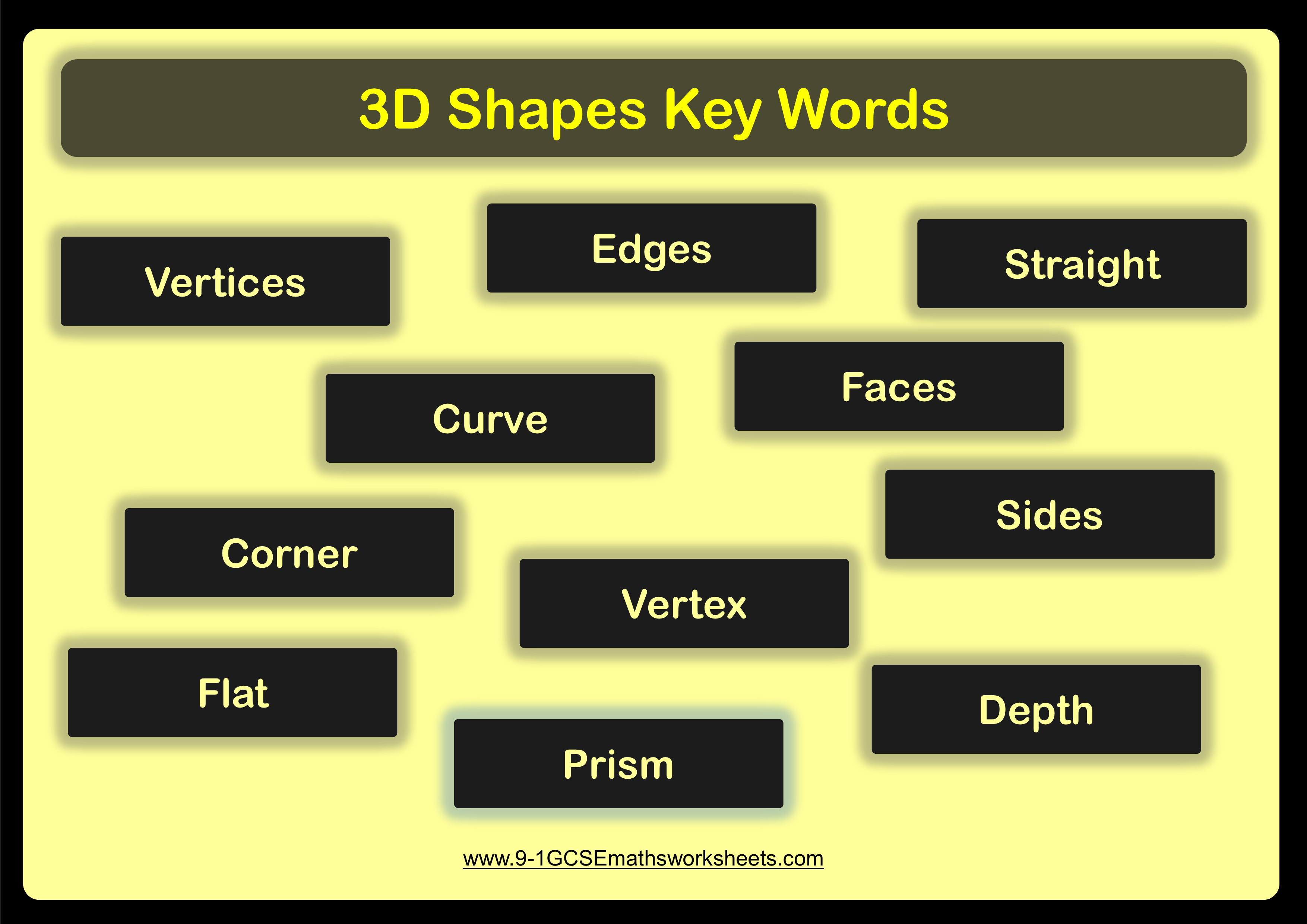 3d shapes worksheet key words