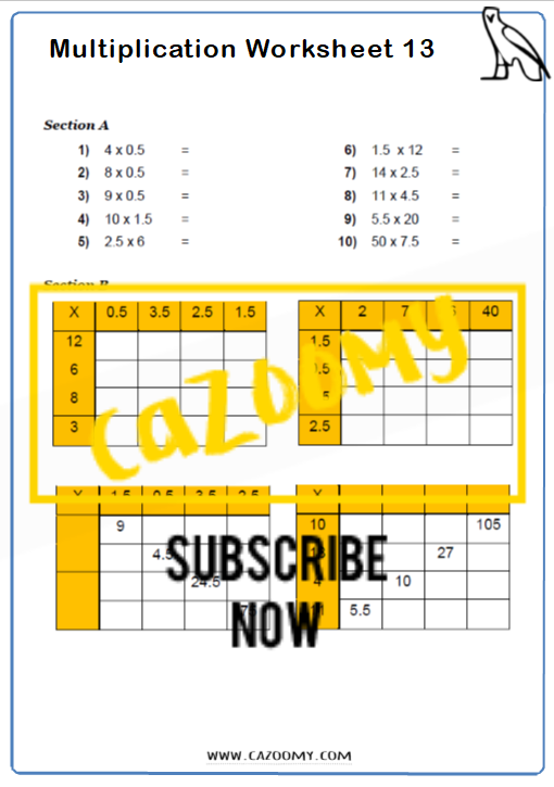 Multiplication Worksheet 4