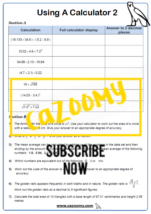 Calculator Worksheet 2