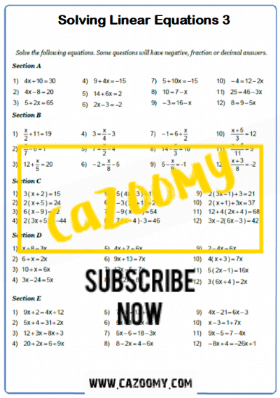 Equations Worksheet 11