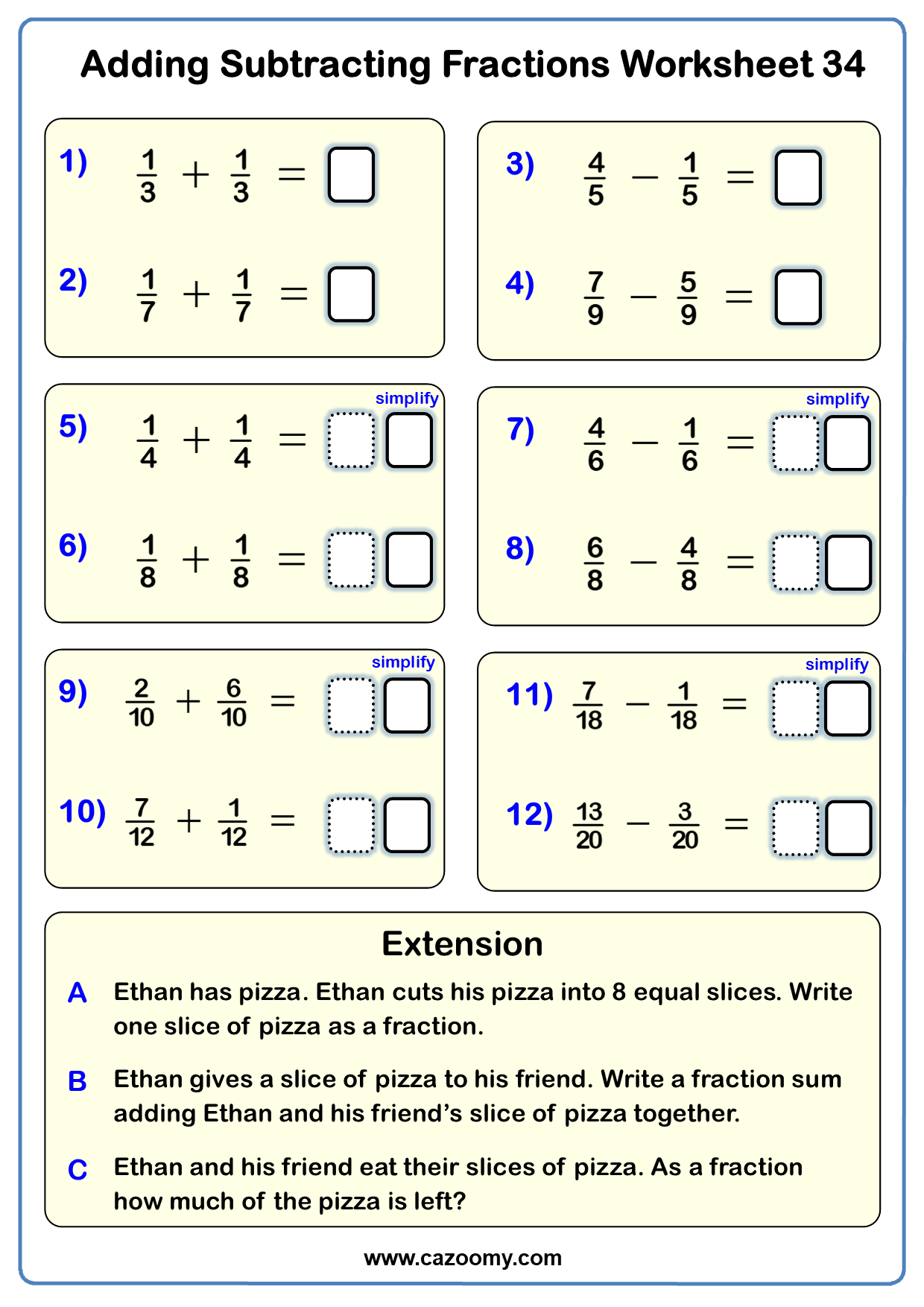 Adding Fractions Worksheets - New & Engaging  Cazoomy Within Adding Fractions Worksheet Pdf