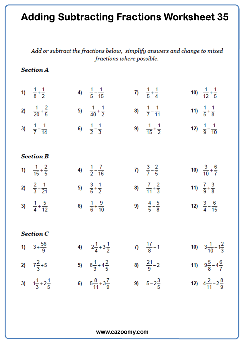 Adding Fractions Worksheets - New & Engaging  Cazoomy In Adding Fractions Worksheet Pdf