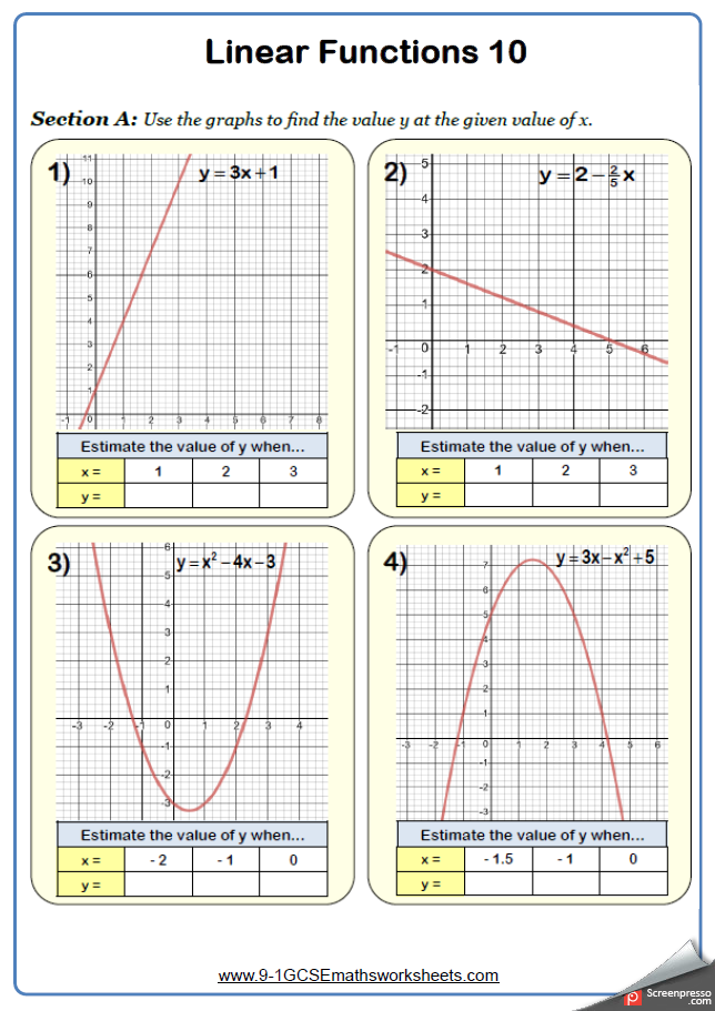 Linear Graphs Worksheet 10