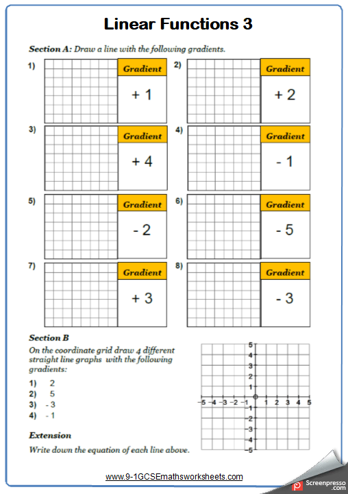 Linear Graphs Worksheet 3