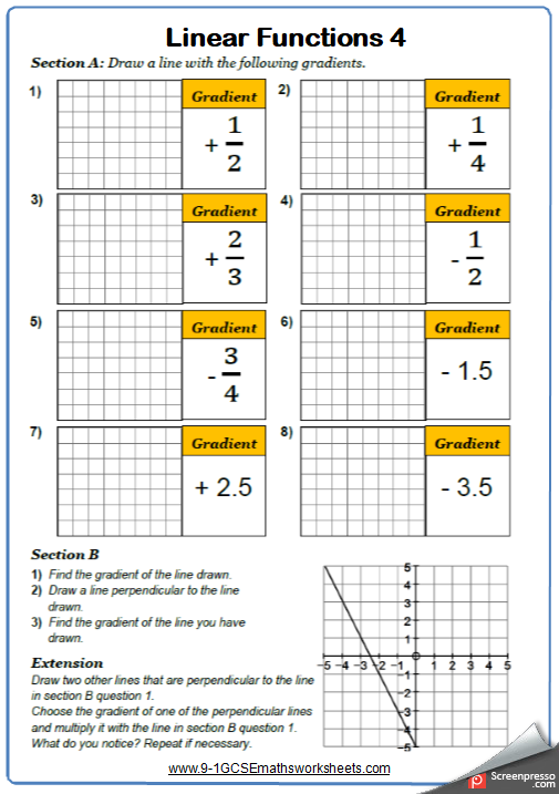 Linear Graphs Worksheet 4