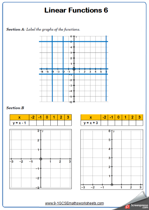 Linear Graphs Worksheet 6