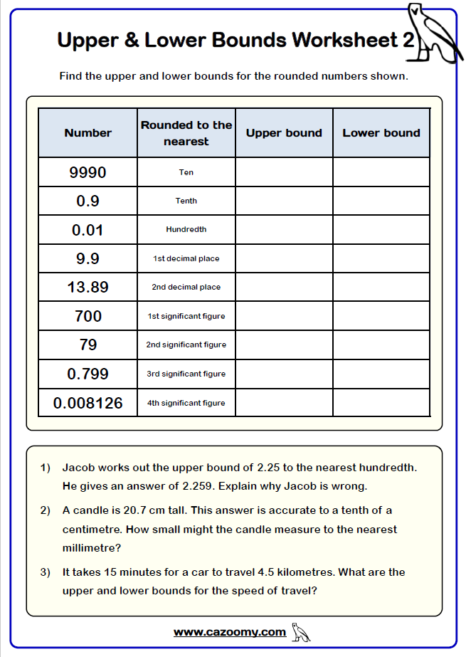 Upper And Lower Bounds Worksheets - New & Engaging | Cazoomy