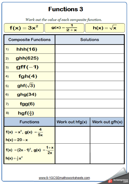 Maths worksheets